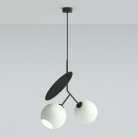 Подвесной светильник CHERRY 2 плафона. Черный каркас + молочное стекло. Lampatron 1923-2494