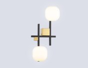 Настенный светильник Ambrella light LH51019/2 BK/BS/FR черный/латунь/белый матовый G9*2 max 28W 230*170*480