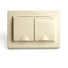 Розетка 2-местная с/з с крышкой STEKKER 49137 PST16-9015-02