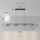 Реечный, рядный светильник RUBEN LONG 4 плафона. Цвет дымчато-серый Lampatron 8708-24402