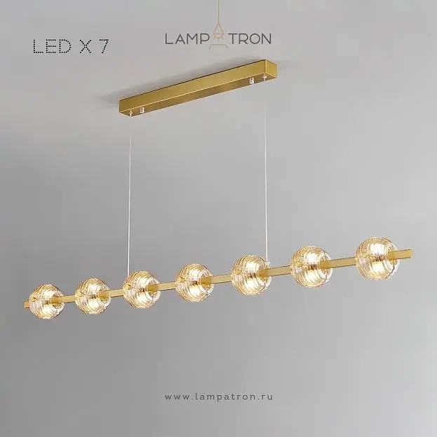 Реечный, рядный светильник SEMUND LONG 7 шаров. Цвет Латунь Lampatron 8100-22154 Реечный, рядный светильник SEMUND LONG 7 шаров. Цвет Латунь Lampatron 8100-22154