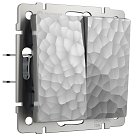 Выключатель двухклавишный с подсветкой (серебряный) Werkel W1220006 Hammer a052083