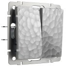 Выключатель двухклавишный с подсветкой (серебряный) Werkel W1220006 Hammer a052083