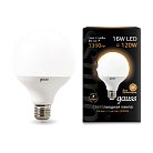 Лампа Gauss 105102116 E27 16W 3000K шар матовый LED G95