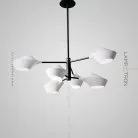 Люстра LANT 6 плафонов. Цвет белый. Черный каркас. Lampatron 871-1307
