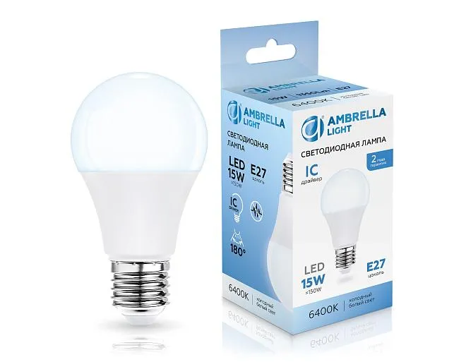 Светодиодная лампа Лон A60 15W 6400K Ambrella light 601506