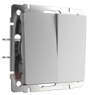 выключатель двухклавишный Werkel W1120006 Встраиваемые механизмы серебряные a050887