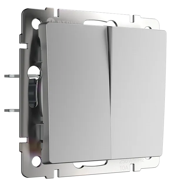 выключатель двухклавишный Werkel W1120006 Встраиваемые механизмы серебряные a050887