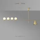 Реечный, рядный светильник ODDS 1+4 плафона. Латунь. Lampatron 1574-14010