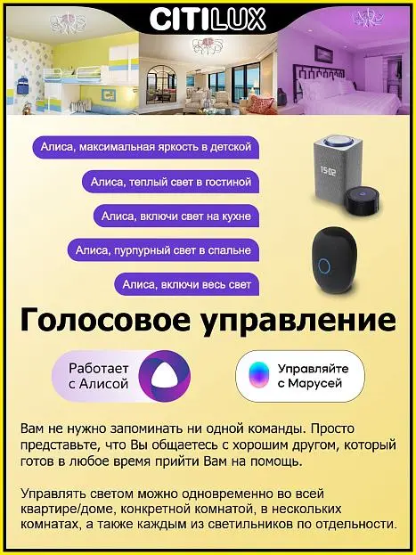 Потолочная люстра Citilux CL229A161E Джемини Смарт RGB Потолочная люстра Citilux CL229A161E Джемини Смарт RGB