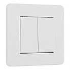 Выключатель двухклавишный с рамкой белый пластик Arte Milano SET16-1-30-2 white SET16-1