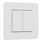 Выключатель двухклавишный с рамкой белый пластик Arte Milano SET16-1-30-2 white SET16-1