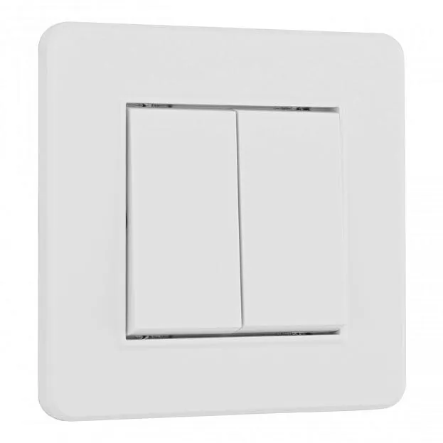 Выключатель двухклавишный с рамкой белый пластик Arte Milano SET16-1-30-2 white SET16-1