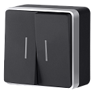 Выключатель двухклавишный с подсветкой werkel w5020134 накладные механизмы gallant черный с серебром a051144