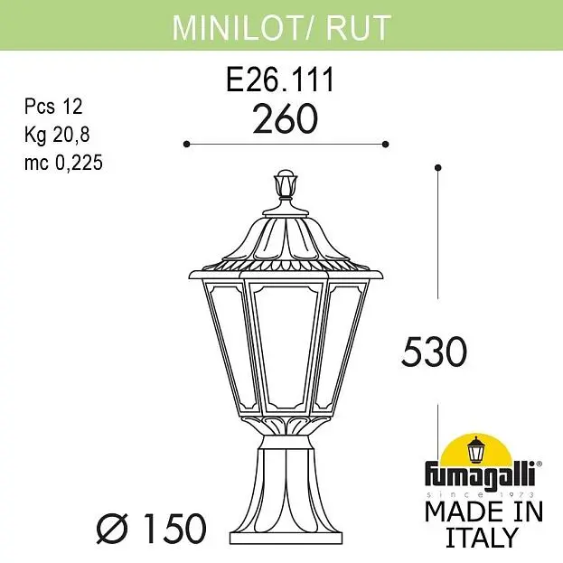 Ландшафтный фонарь FUMAGALLI MINILOT/RUT E26.111.000.VYF1R Ландшафтный фонарь FUMAGALLI MINILOT/RUT E26.111.000.VYF1R