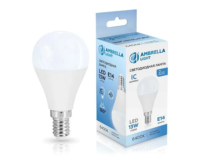 Светодиодная лампа Шар P45 13W 6400K Ambrella light 451316 Светодиодная лампа Шар P45 13W 6400K Ambrella light 451316
