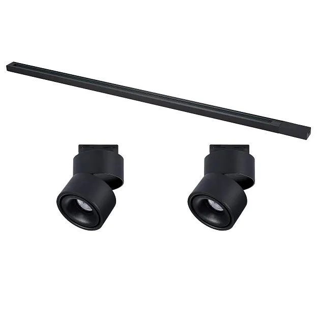 Комплект трековый однофазный, черный, 2 светильника, 1 шинопровод 1м ST Luce ST2652.430.02 BASE