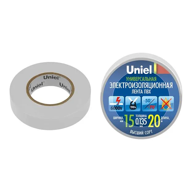 Изоляционная лента Uniel UIT-135P 20/15/01 WHT