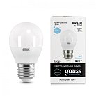 Лампа Gauss 53238 E27 8W 6500K шар матовый Elementary