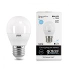 Лампа Gauss 53238 E27 8W 6500K шар матовый Elementary
