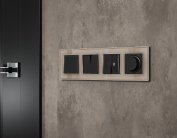 Комплект механизма 2-клавишного перекрестного выключателя 10A-250V ALFA Черный матовый Volt MA803030 QUANT