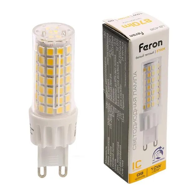 Лампа светодиодная диммируемая G9 10W 175-265V 2700K Feron 51741 LB-438
