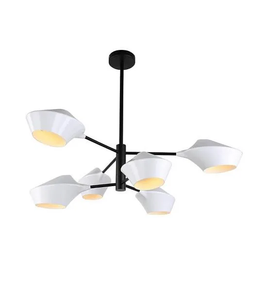 Люстра на штанге Lumina Deco LDP 6037-6 WT+BK Romina Люстра на штанге Lumina Deco LDP 6037-6 WT+BK Romina