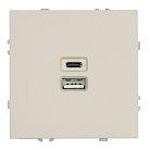 Розетка 2-местная USB + Type C (механизм), 250В, 20W, серия Эмили,кашемир, soft touch Stekker 49905 RST10-5115-08