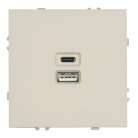 Розетка 2-местная USB + Type C (механизм), 250В, 20W, серия Эмили,кашемир, soft touch Stekker 49905 RST10-5115-08