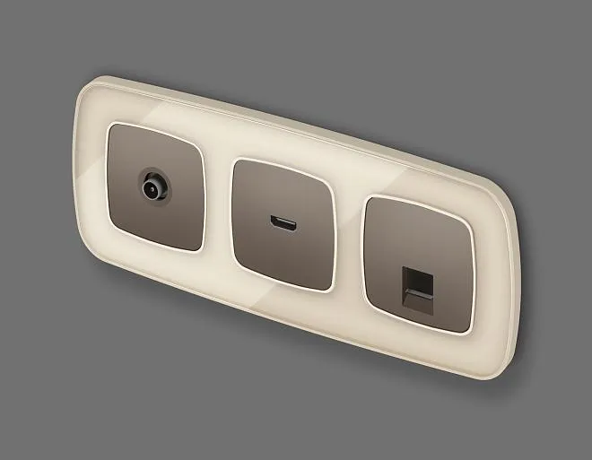 Комплект механизма компьютерной розетки RJ-45 (8P8C) CAT6A экранированной с автоматической защитной шторкой OMEGA Темная бронза матовый Volt MO642005 QUANT