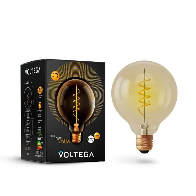 Светодиодная лампа Voltega 7076 Loft Led G95 4W 2000K E27 DIM VG10-G95GE27warm4W-FB Светодиодная лампа Voltega 7076 Loft Led G95 4W 2000K E27 DIM VG10-G95GE27warm4W-FB