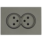 Розетка 2-местная с защитной шторкой, б/з, 250В, 16А, серия Эмили, антрацит, soft touch Stekker 49929 RST10-5116-09