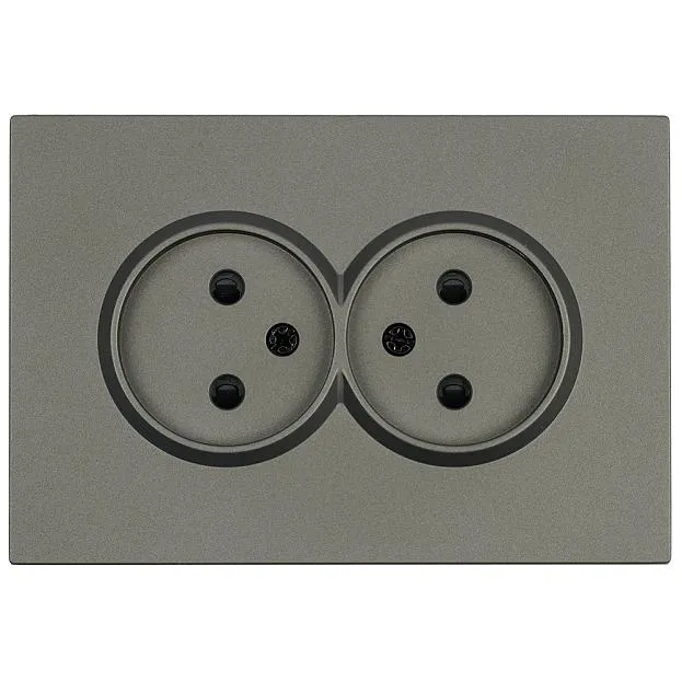 Розетка 2-местная с защитной шторкой, б/з, 250В, 16А, серия Эмили, антрацит, soft touch Stekker 49929 RST10-5116-09 Розетка 2-местная с защитной шторкой, б/з, 250В, 16А, серия Эмили, антрацит, soft touch Stekker 49929 RST10-5116-09