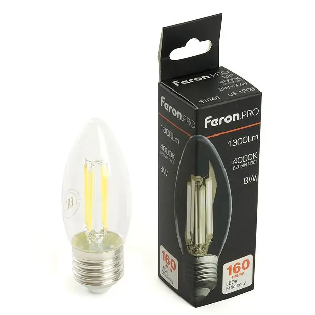 Лампа светодиодная Свеча E27 1300LM 8W 175-265V 4000K Feron 51242 LB-1208