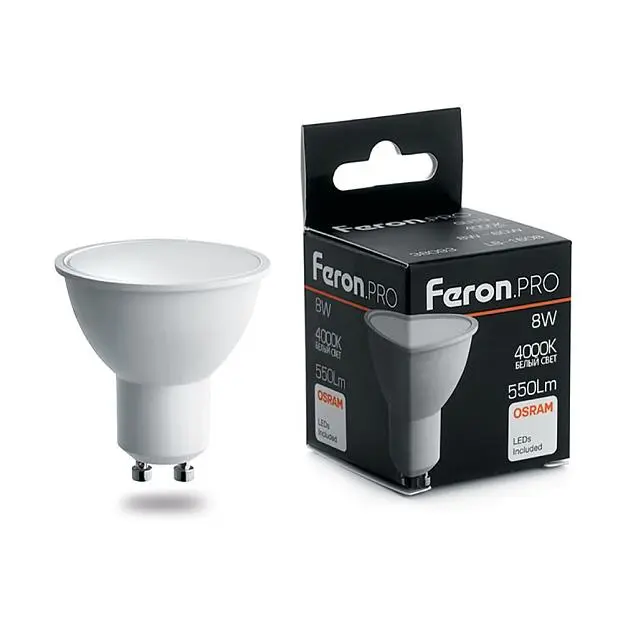 Лампа светодиодная Feron 38093 LB-1608 GU10 8W 4000K Лампа светодиодная Feron 38093 LB-1608 GU10 8W 4000K