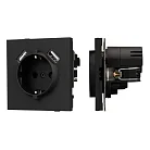 Механизм розетки с USB зарядкой SCT-TENDO-MUAA-SFPL-BK (230V, 16A) (Матовый черный) Arlight 054603