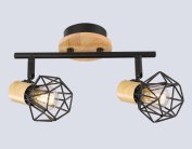 Спот Ambrella light TR8752/2 BK/WD черный/дерево IP20 E27/2 310*115*200