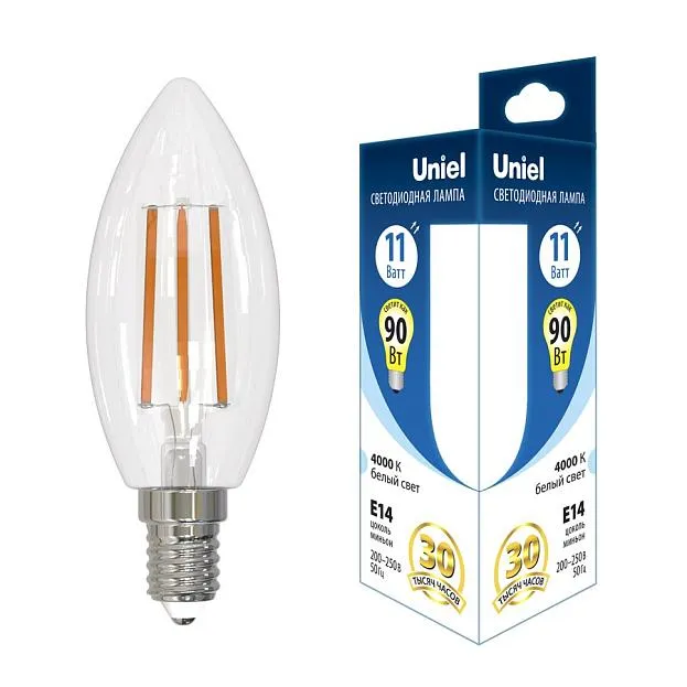 Лампочка светодиодная Uniel LED-C35-11W/4000K/E14/CL GLA03TR ACTION