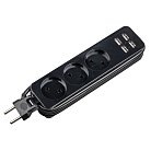 Розеточные блоки, удлинители Uniel S-CT3-1,8U BLACK Travel