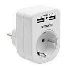 Переходник сетевой с/з c 2 USB 21А STEKKER 39626 ADP16-24-20