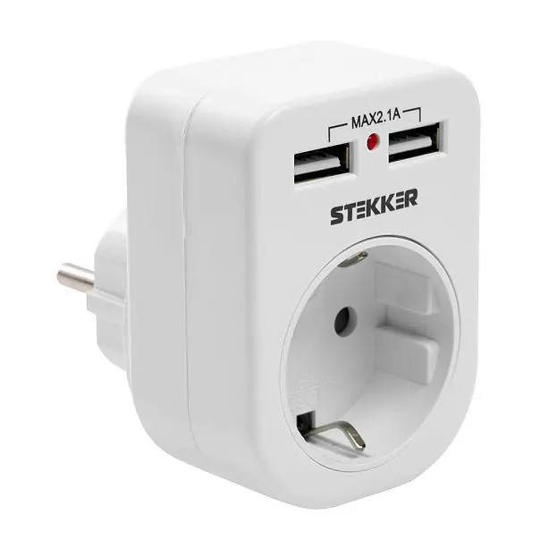 Переходник сетевой с/з c 2 USB 21А STEKKER 39626 ADP16-24-20 Переходник сетевой с/з c 2 USB 21А STEKKER 39626 ADP16-24-20