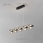 Реечный, рядный светильник SEMUND LONG 5 шаров. Цвет Черный Lampatron 8100-22151