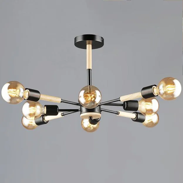 Потолочная люстра Reluce 99960-0.3-08 BK+WOOD