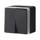 Выключатель двухклавишный влагозащищенный werkel w5020234 накладные механизмы gallant черный с серебром a051156