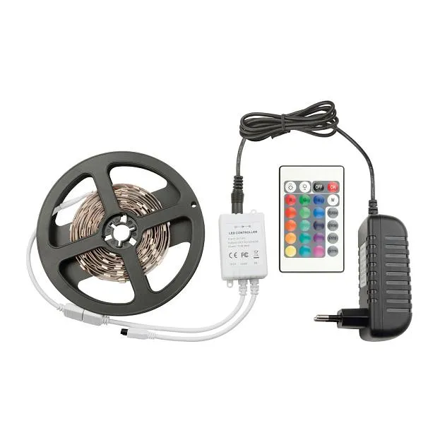 Светодиодная лента Volpe ULS-Q211 5050-30LED/m-IP20-3M-RGB RRP24C24 Комплект светодиодной ленты с адаптером и контроллером