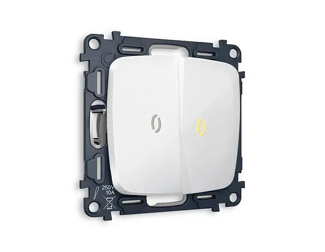 Комплект механизма 2-клавишного выключателя с подсветкой 3200K OMEGA Ambrella Volt MO104010 QUANT Комплект механизма 2-клавишного выключателя с подсветкой 3200K OMEGA Ambrella Volt MO104010 QUANT