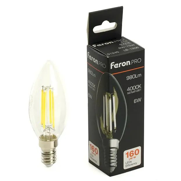 Лампа светодиодная Свеча E14 980LM 6W 175-265V 4000K Feron 51245 LB-1206 Лампа светодиодная Свеча E14 980LM 6W 175-265V 4000K Feron 51245 LB-1206