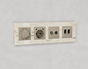 Лицевая панель ALFA (Серо-бежевый матовый) для TV двойной розетки Volt AP3733 QUANT
