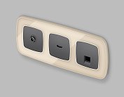 Комплект механизма компьютерной розетки RJ-45 (8P8C) CAT6A экранированной с автоматической защитной OMEGA Антрацит серый Volt MO662005 QUANT