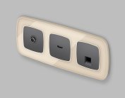 Комплект механизма компьютерной розетки RJ-45 (8P8C) CAT6A экранированной с автоматической защитной OMEGA Антрацит серый Volt MO662005 QUANT